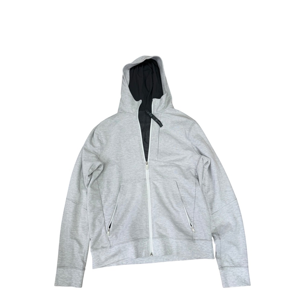 Lululemon Mens Heathered Light Grey Full Zip Hoodie Jacket Size Medium